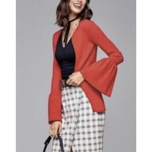 Cabi Red Snap Front Bell Sleeve Sweater Cardigan Sz L 5285
